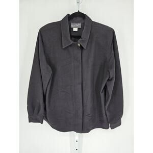 Vintage Bonnie Boynton Black Pleated Long Sleeve Button-Up Jacket Size XL